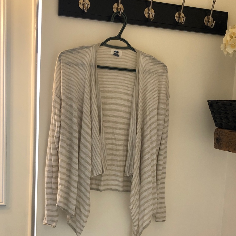 Old Navy Light Gray Striped Cardigan